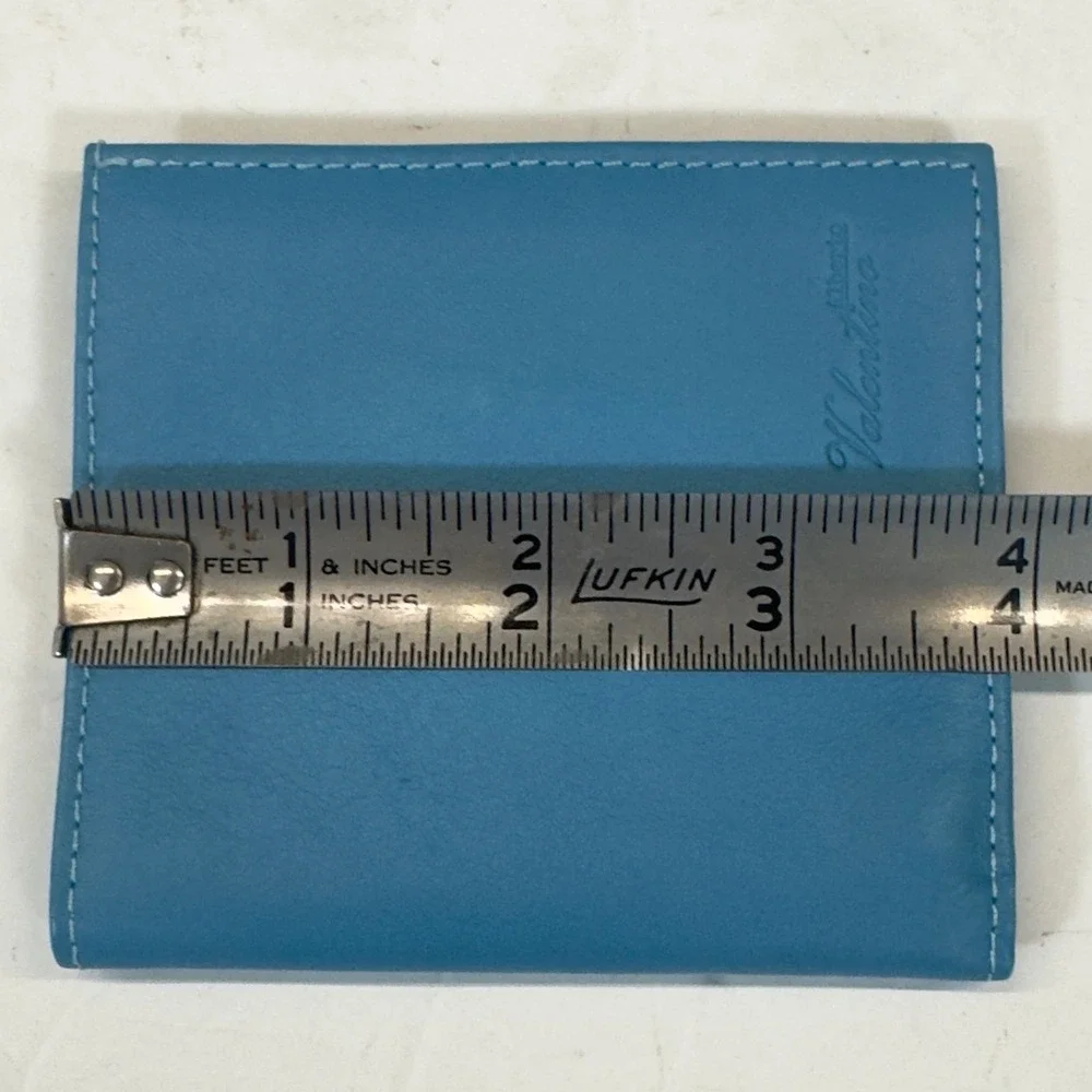 Alberto Valentino Italian Genuine‎ Leather Teal Bifold Wallet Vera Pelle NWT